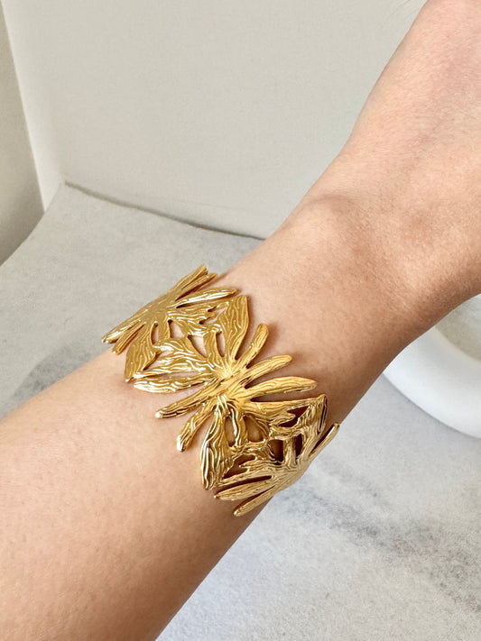 Sculptural Leaf Cuff Bracelet