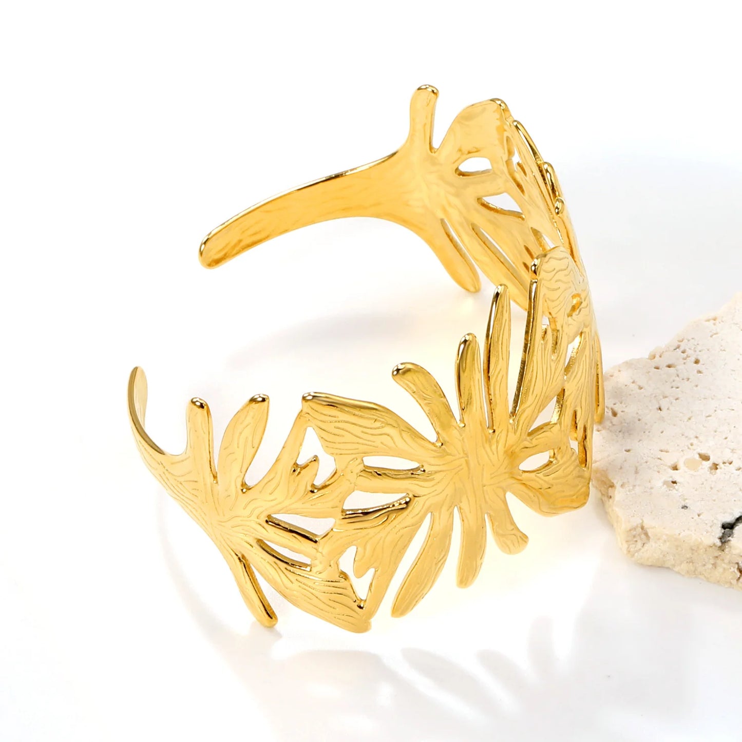 Sculptural Leaf Cuff Bracelet