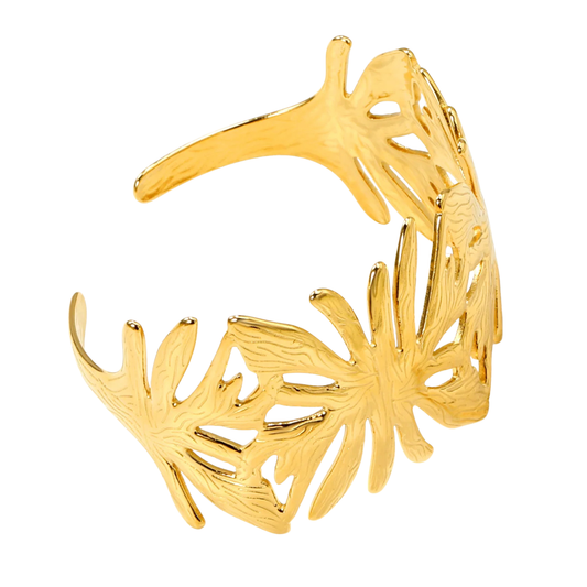 Sculptural Leaf Cuff Bracelet