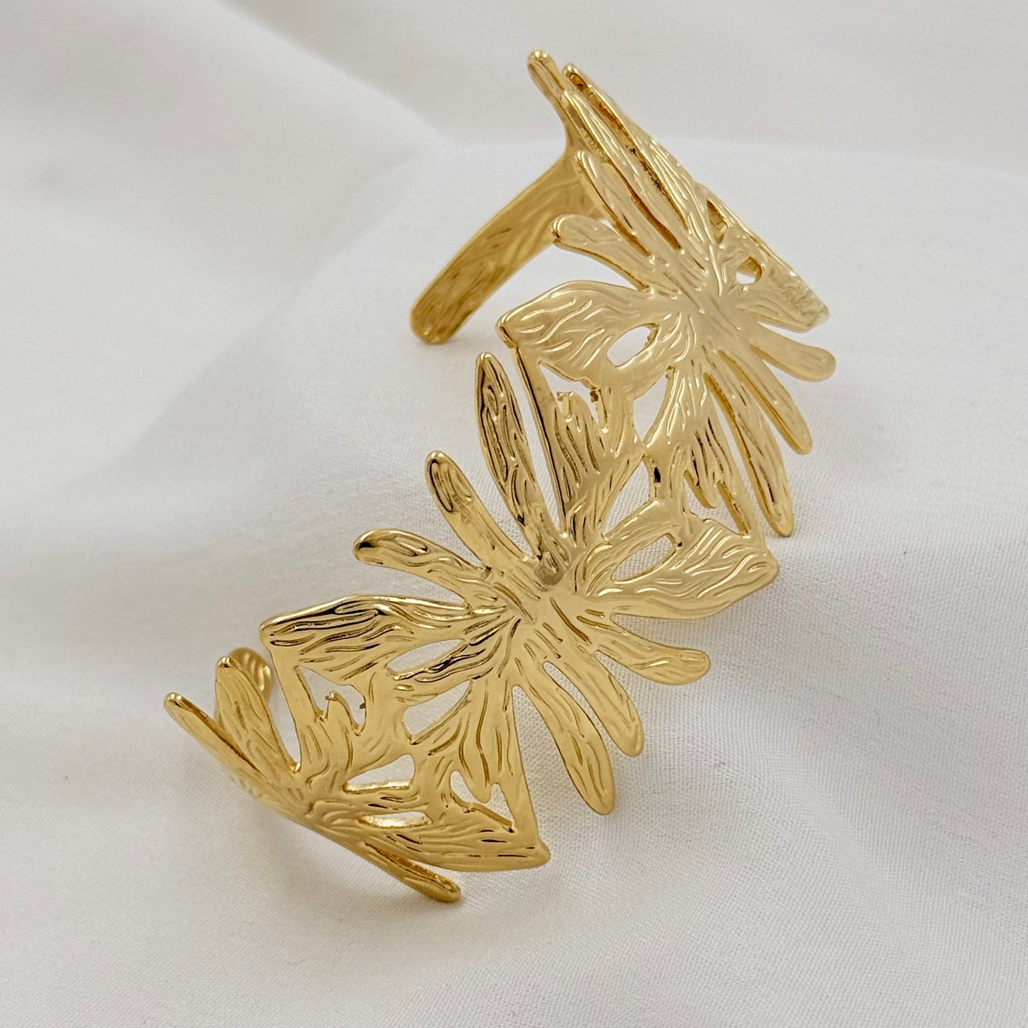 Sculptural Leaf Cuff Bracelet